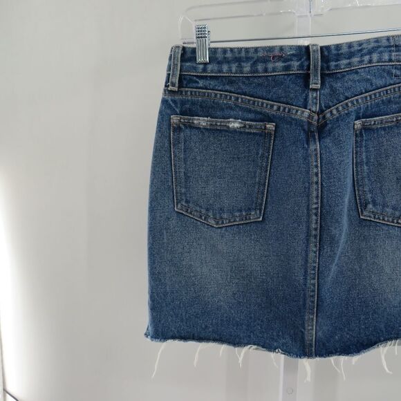 Lovers + Friends Womens Size 27 Elijah Raw Step Hem Distressed Denim Jean Skirt - Picture 9 of 15